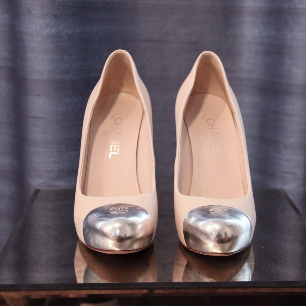 Chanel Cap-Toe Pumps with Stitched CC Logo 8.5